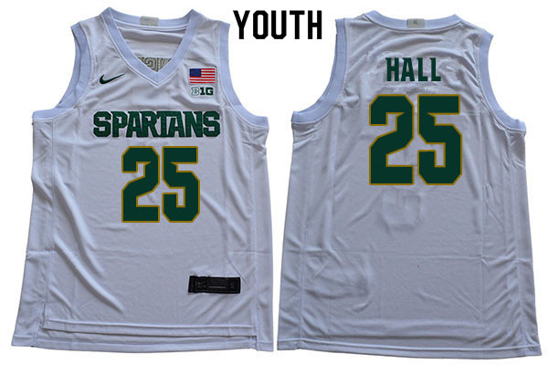 Youth Michigan State Spartans #25 Malik Hall NCAA Nike Authentic White College Stitched Basketball Jersey JB41Z51PC